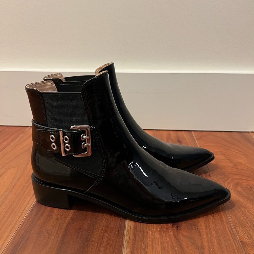 Saks Fifth Avenue Glossy Black Ankle Boots